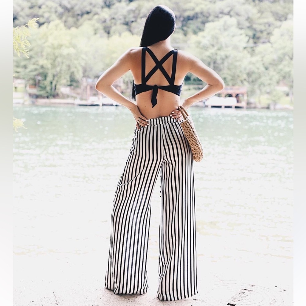 AKIRA LIKE A ROLLING STONE Striped Satin Pants